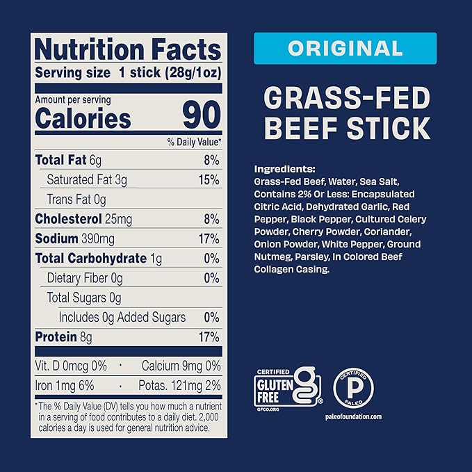 Archer Jerky Beef Jerky Sticks - Grass Fed Beef Snack Individually Wrapped Bulk Snack Packs Gluten Free Paleo Keto - 1 oz Meat Sticks (Pack of 18)