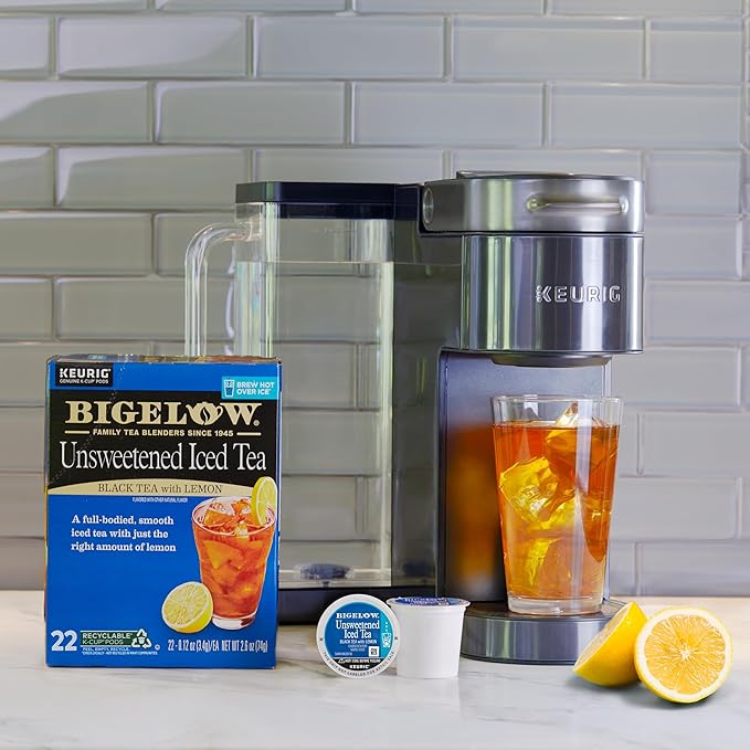 Bigelow Tea Unsweetened Iced Black Tea with Lemon Keurig K-Cup Pods Caffeinated Tea Keurig Tea Pods 22 Count (Pack of 4) 88 Total K-Cup Pods