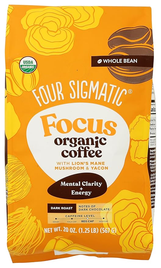 Four Sigmatic Organic Focus Whole Bean Coffee 20 Ounce