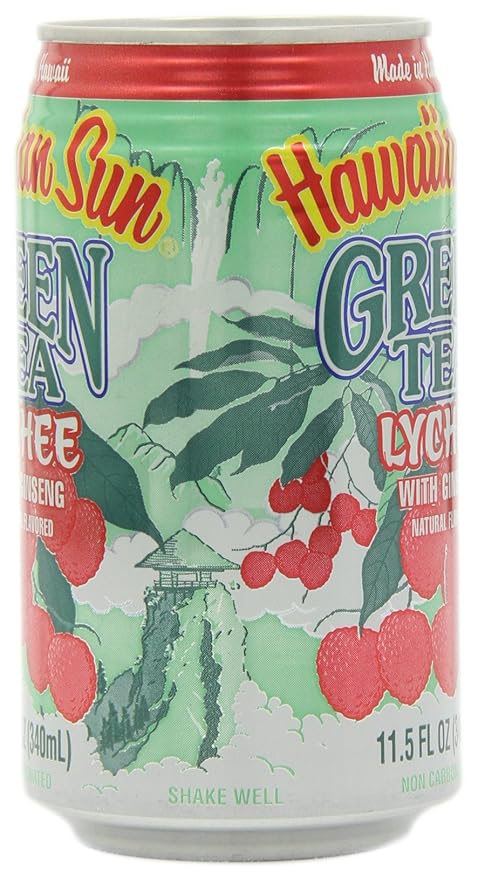 Hawaiian Sun Green Tea Lychee with Ginseng 11.5-Ounce Cans (Pack of 24)