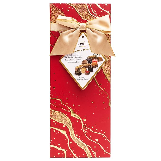 Gudrun Tall Tower Belgian Chocolate 18.8 oz (534g) – Assorted Premium Chocolates Gift Box (Red)
