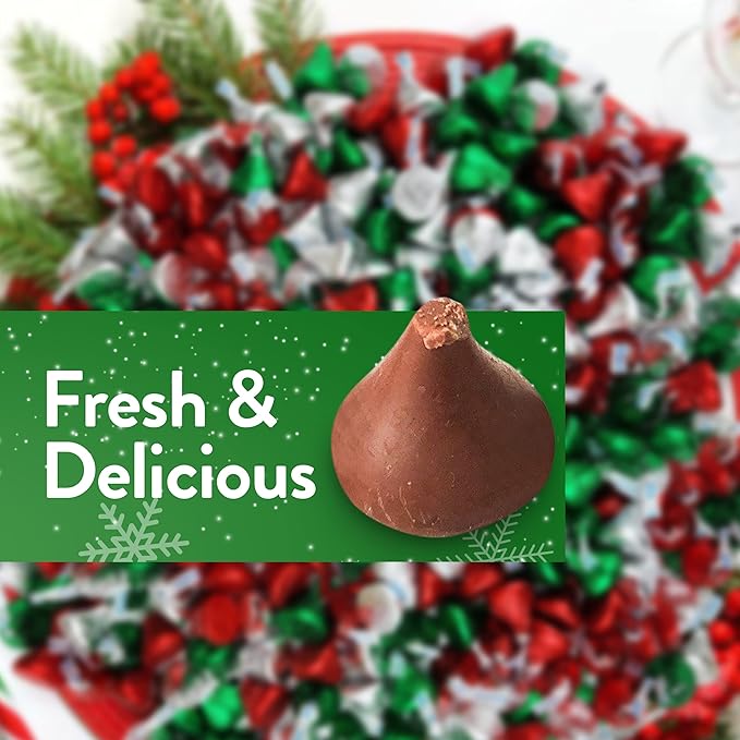 Kisses Milk Individually Wrapped Chocolate Christmas Chocolate Candy Bite-Size Bulk Delicious Treats for Christmas Birthdays Easter - 2 Lb