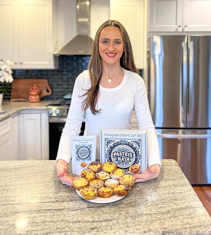 Pasteis de Nata Portuguese Custard Tart Baking Kit 12 Reusable Molds Premium Mix with Instructions