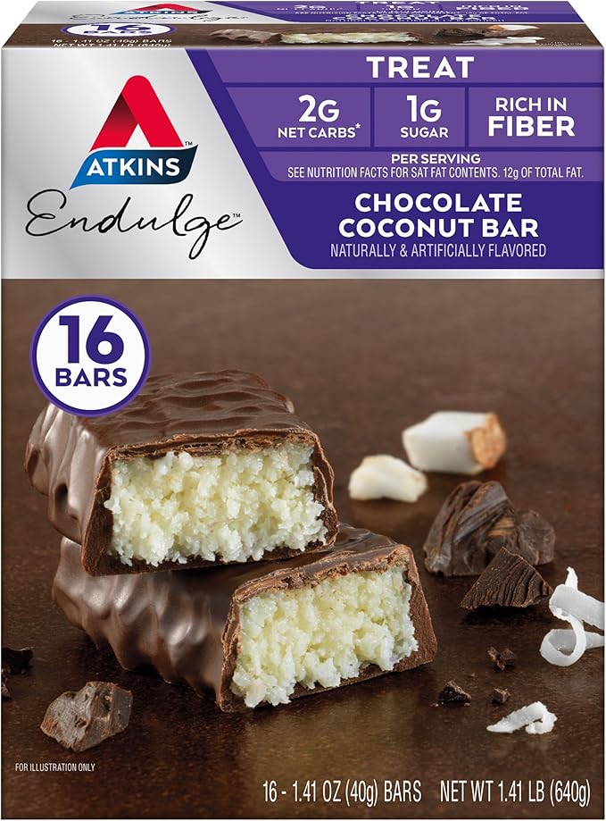 Quest High Protein Peanut Butter Cups (17.76 Oz) and Atkins Chocolate Coconut Bars with Fiber (16 Count)