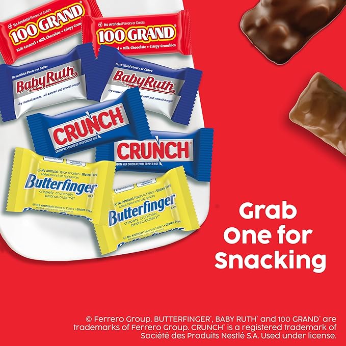 Assorted Butterfinger Crunch and Baby Ruth Mini Chocolates 135 count Party Pack 55.3 oz