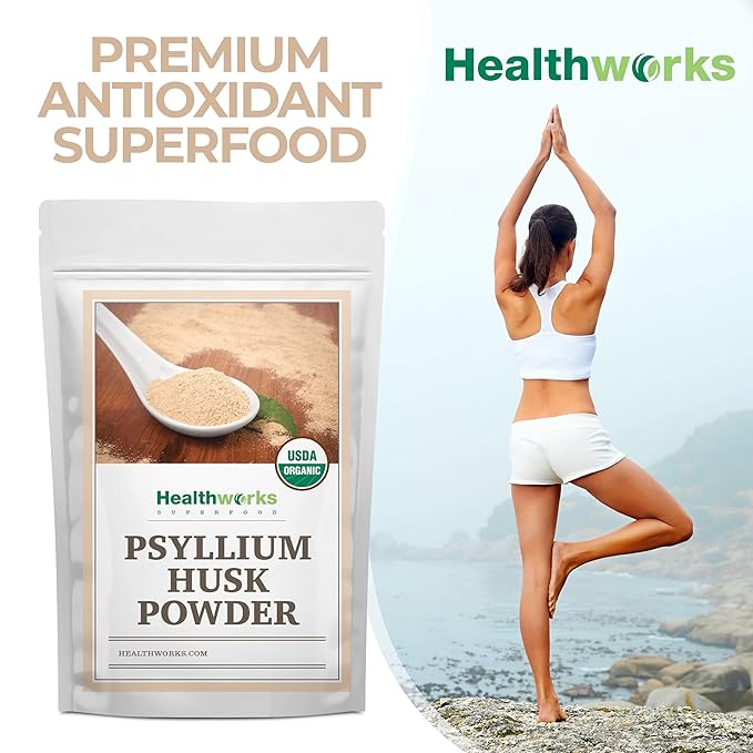 Healthworks Superfoods Organic Psyllium Husk Powder - 32 Oz / 2 Lbs - Raw - Certified Organic - Finely Ground Powder from India - Keto Vegan &amp Non-GMO - Fiber Support