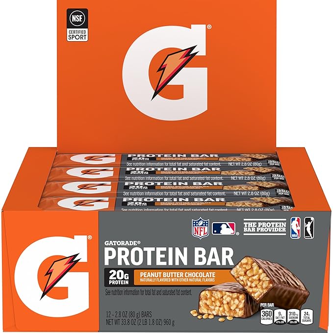 Gatorade Whey Protein Recover Bars Peanut Butter Chocolate 2.8 ounce bars (Pack of 12)