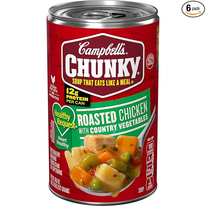 Campbell’s Chunky Healthy Request Soup Roasted Chicken Soup with Country Vegetables 18.8 Oz Can (Pack of 6)