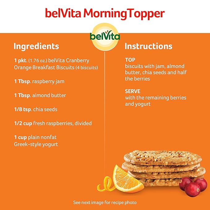 belVita Breakfast Bars Biscuits Cranberry Orange 30 Total Packs 6 Boxes (4 Biscuits Per Pack) (Pack of 2)