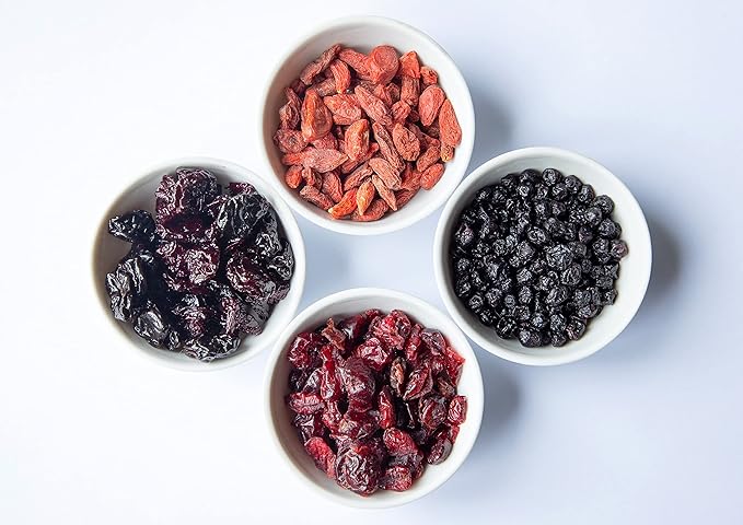 Food to Live - Organic Yummy Berries Mix 8 Pounds - A Blend of Non-GMO Dried Cranberries Blueberries Cherries Goji Berries Vegan