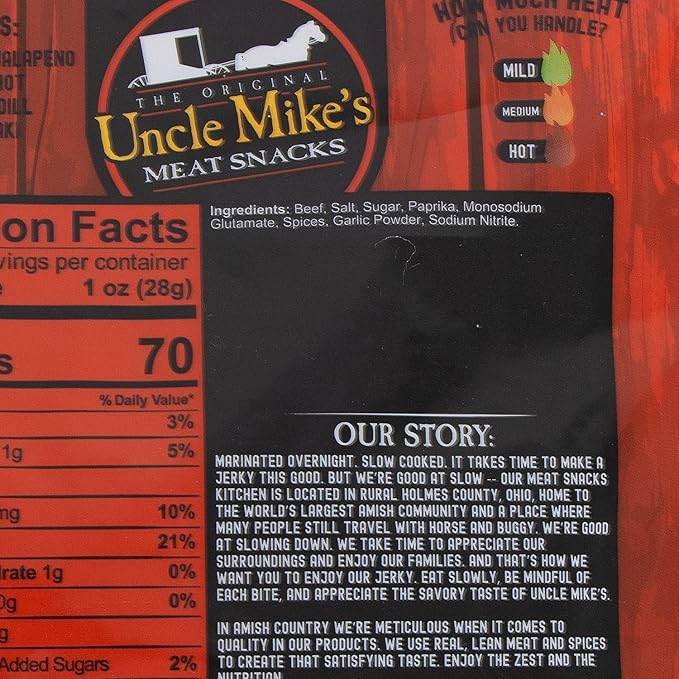 Uncle Mike's Beef Jerky Snacks - Gluten Free 2 Bags Tasty Original Flavor
