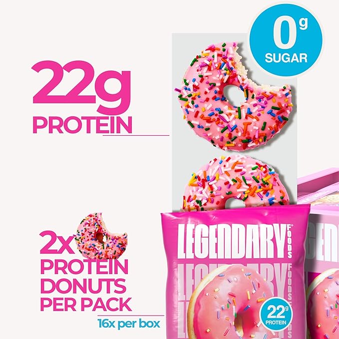 Legendary Foods 22 g Protein Roll and Donut Bundle 18 Pack - Low Carb Meal Replacement Bar - Gluten Free Protien Snacks - Healthy Keto Snack Box - Low Sugar Energy Bars - Bariatric Diabetic Friendly