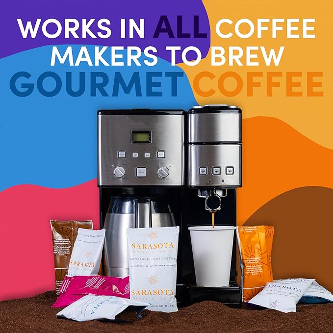 Coffee Packets Sampler – Coffee Variety Pack Ground Coffee Gift Set Medium Dark &amp Flavored Roast Low Acid Gourmet Pre-Measured Packs for 12-Cup Brewers 2oz Individual Bags
