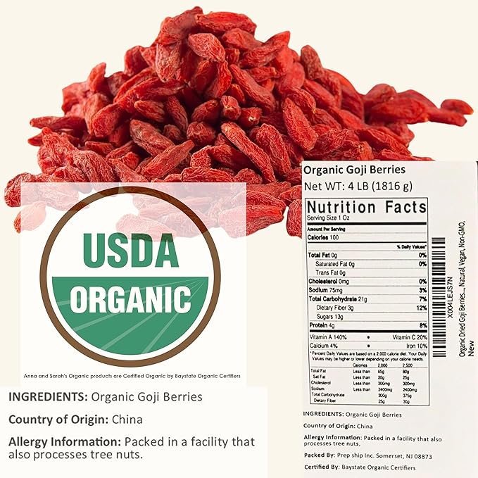 Organic Dried Goji Berries 64 Oz Jar 1 Pack | Bulk Supply of Goji Berry Fruit Superfood | Naturally Rich in Antioxidants to Support Healthy Skin | Raw Natural Vegan Non-GMO