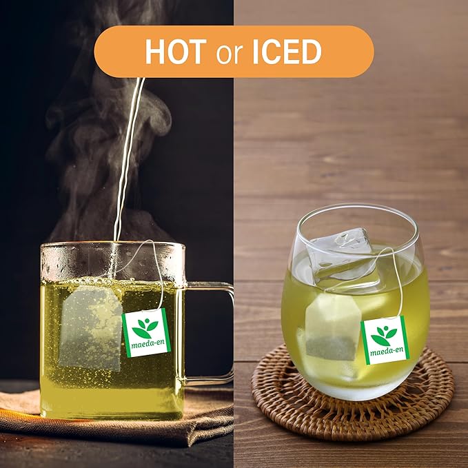 MAEDA-EN Genmai-cha with Matcha Roasted Rice and Green 100 Tea Bags Powder Japanese Origin Green Tea Leaves Individually Wrapped Teabags 18554 1pk