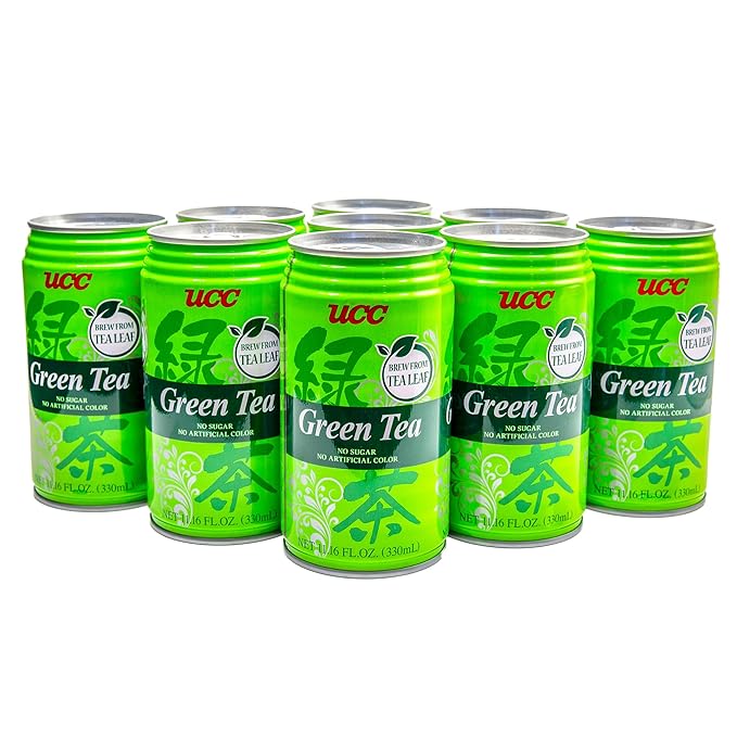 UCC Japanese Green Tea Drink 11.1-Ounce Cans Pack of 24 No Sugar No Artificial Flavors or Coloring Refreshing Canned Beverage Authentic Taste Perfect Healthy Drink