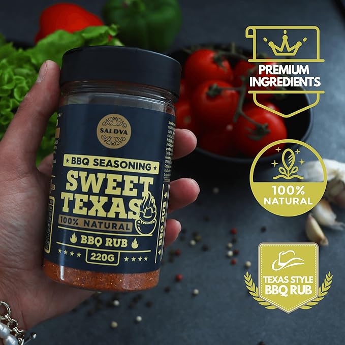 SALDVA Gift Selection of Premium BBQ Seasonings - Holy Cow Angel’s Wings Smoky Pig Sweet Texas Steak King &amp Adam's Ribs BBQ Rubs | Pack of 6 | 100% Natural | Spice Gift For Foodie