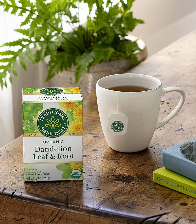Traditional Medicinals Organic Dandelion Leaf &amp Root Herbal Tea Supports Kidney Function &amp Healthy Digestion (Pack of 3) - 48 Tea Bags Total