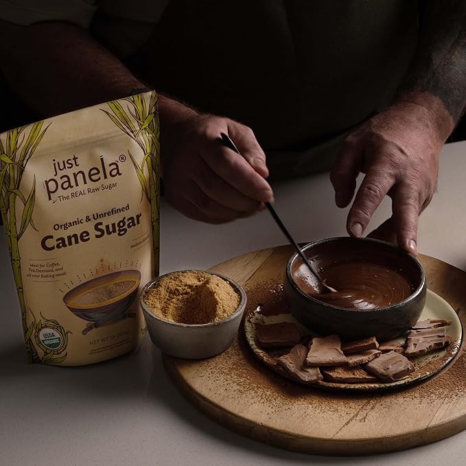 Just Panela Organic Unrefined Cane Sugar 1 Pound Pack of 8 | 100% Unprocessed Raw Sugar | Great for Baking Cooking &amp Sweetening | Healthier Alternative to Regular Refined Sugar