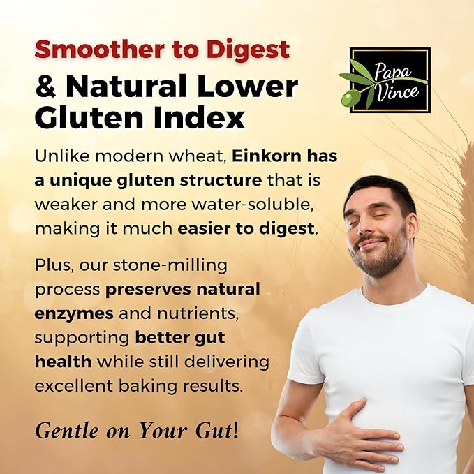 Organic Einkorn Flour – Made in Italy Organic Ancient Grain Non-Enriched Unbleached Unbromated High Fiber &amp Protein Ancient Whole Wheat Heirloom 2.2 LB