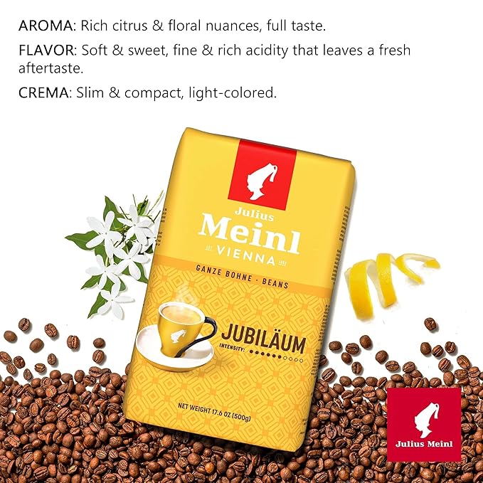 Julius Meinl: Jubilaum Blend Genuine Viennese Medium Roast Coffee Beans 500g / 17.6oz