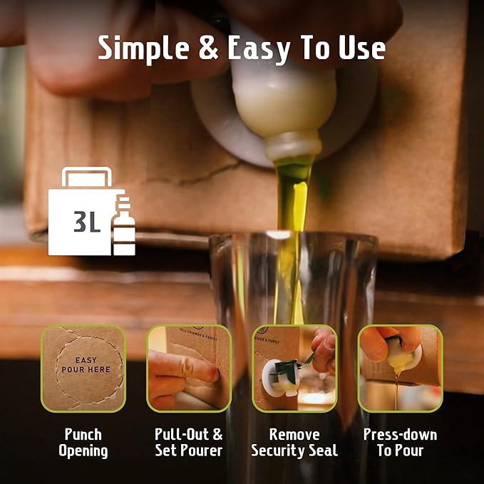 Frantoio Uliveti Umbri Bag in Box Olive Oil | Authentic Italian Extra Virgin Olive Oil | Perfect for Finishes and Dressings | Cold Pressed 100% Made in Italy | Bag-in-Box 3L (101.4 Fl Oz)