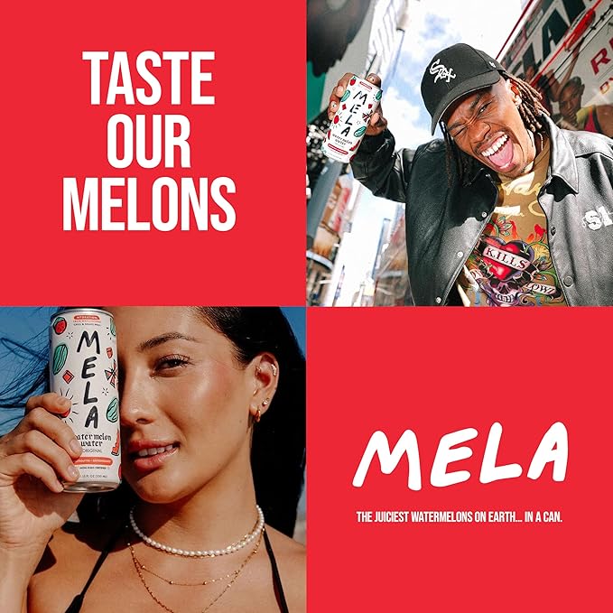 Mela Watermelon Water - Watermelon Juice 100 Percent Natural Fruit Juice with Vitamin C Electrolytes Antioxidants - Coconut Water Alternative Gluten-Free (Variety 11.15 fl oz 12-pack)