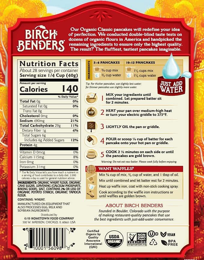 Birch Benders 40 oz Organic Classic &amp 16 oz Organic Buttermilk Pancake &amp Waffle Mix