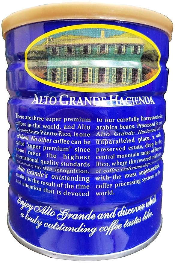 Alto Grande Super Premium Medium-Dark Roast Ground Coffee and Yaucono Espresso De Oro Dark Roast Fine Ground Coffee 8.8 Ounce Canisters Puerto Rico Variety Bundle