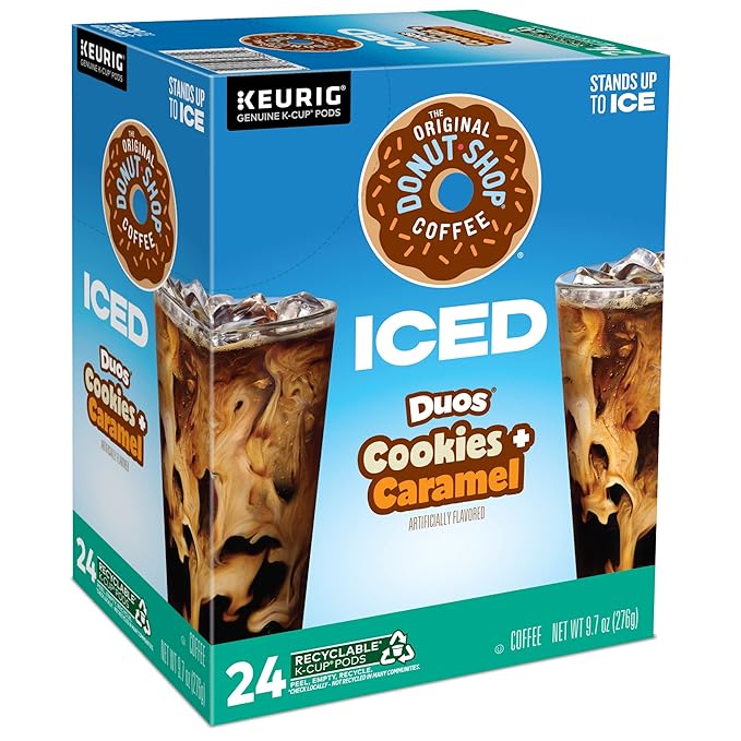 The Original Donut Shop Iced Duos Cookies + Caramel Coffee Keurig Single Serve K-Cup Pods 24 count