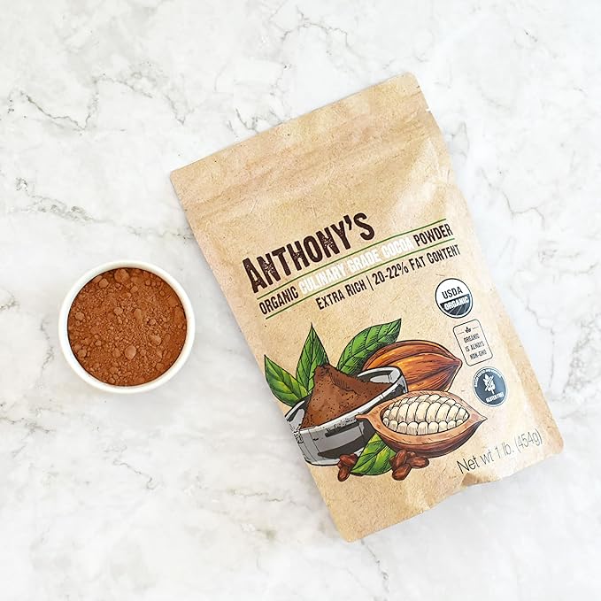 Anthony's Organic Culinary Grade Cocoa Powder 1 lb Dutch Processed Baking Cocoa Gluten Free Non GMO Keto Friendly (Pack of 2)