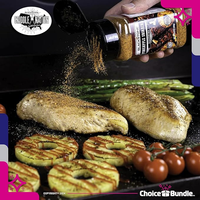 Blackstone Pineapple Sriracha Seasoning – Gourmet Griddle Premium Barbecue Rub 4 Pk (27.6 oz) + BBQ Masters &amp Opener (6 Items)!