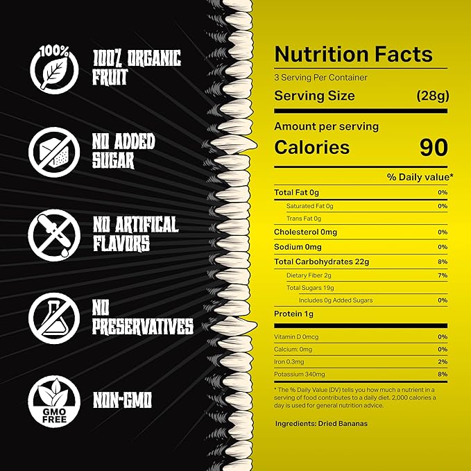 Mortal Munchies - Dried Fruit (6 Pack 3 Oz) Real Fruit Snack Sweet and Chewy Rich in Potassium Fat-Free On-the-Go Snacks Healthy Snack for Adults Non-GMO No Added Sugar (Banana)