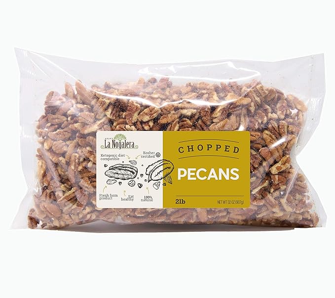 La Nogalera - 2 lbs Chopped shelled pecans. Raw pecan nuts NO SHELL Non-GMO No Preservatives Unpasteurized Kosher and Halal Certified and Ketogenic friendly