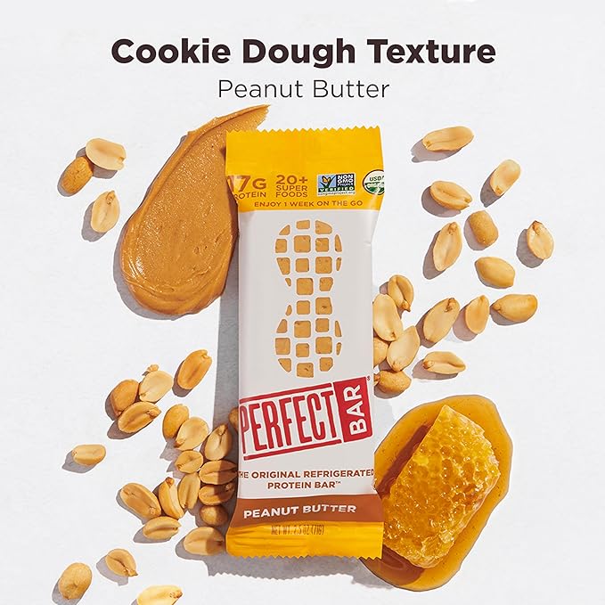 Perfect Bar Protein Bars Peanut Butter Gluten Free Made with Organic Honey Cookie Dough Texture Refrigerated 10 Count 2.5 Oz Bar