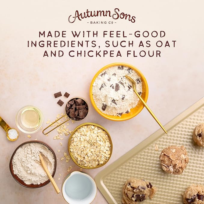 Autumn Sons Baking Co. Gluten Free Cookie Mix Variety Pack. Chocolate Chunk Double Chocolate Chunk &amp Oatmeal Cinnamon. Vegan Plant Based Baking Mix. Top 9 Allergen Free. 9.3 oz (Pack of 3)