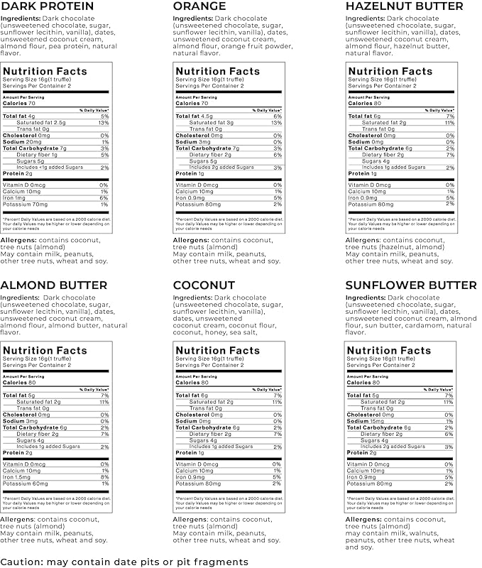 Guilt-Free Chocolate Truffles - Variety Bag | Low in Refined Sugar Low Calories Made With Dates and Real Nut Butters | Healthy On-the-go Snack | 12 truffles