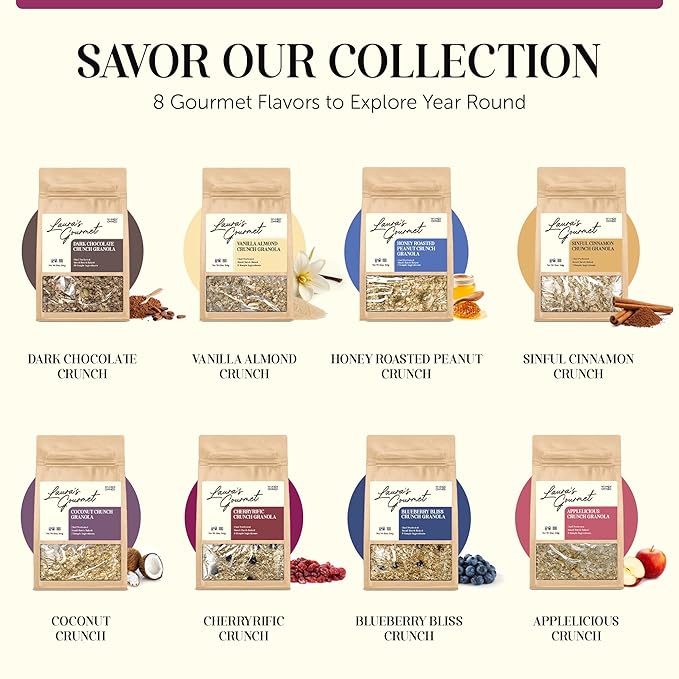 Laura's Gourmet Granola - CherryRific Crunch - Gluten Soy &amp Dairy Free - Organic Agave Chewy Tart Cherries &amp Flax Vegan Artisan Chef's Trifecta of Taste Texture &amp Mouthfeel - 16 OZ