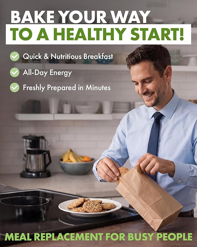 Cookie Mix Gluten Free Plant-Based Meal Replacement Plan with Hemp Protein Rich in Fiber Low in Sugar No Preservatives or Artificial Sweeteners 18 oz 3 Pack 2-Week Supply