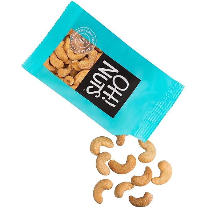Oh! Nuts Cashews Roasted Salted Individual Nut Snacks for On-the-Go - 12 Convenient Nut Snacks for School - Bulk Nuts Variety - Individual Packs (1.5 oz Each)