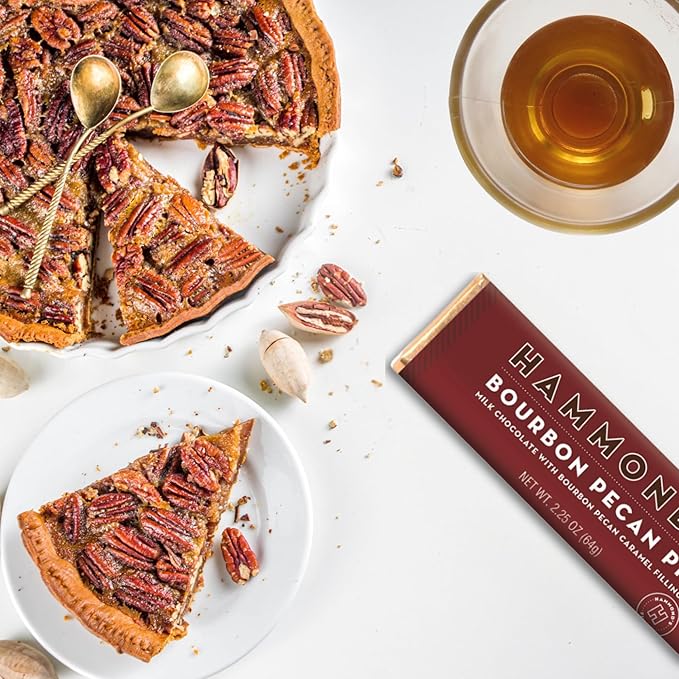 Hammond's Candies Bourbon Pecan Pie Chocolate Bar 2.25 Ounces Pack of 5 Handcrafted in the USA