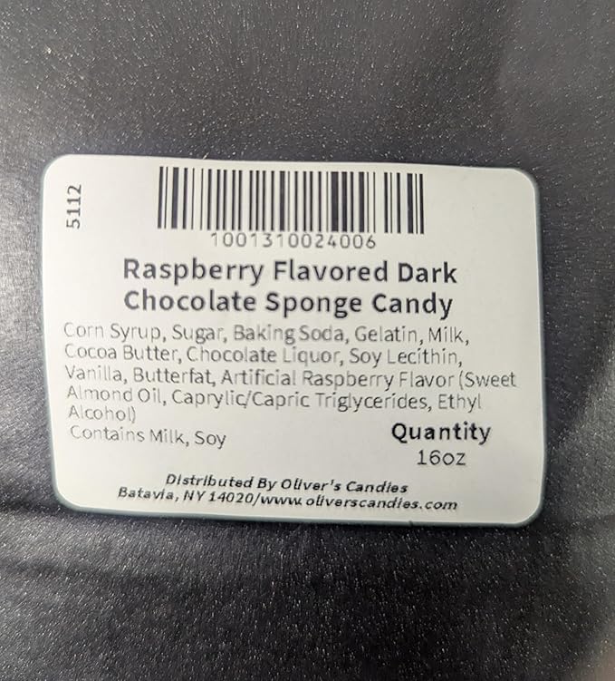Oliver's Raspberry Sponge Candy - Dark Chocolate 1 pound
