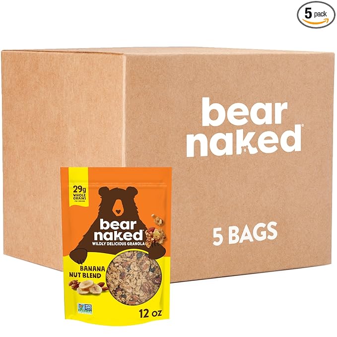Bear Naked Granola Cereal Whole Grain Granola Breakfast Snacks Banana Nut Blend (5 Bags)