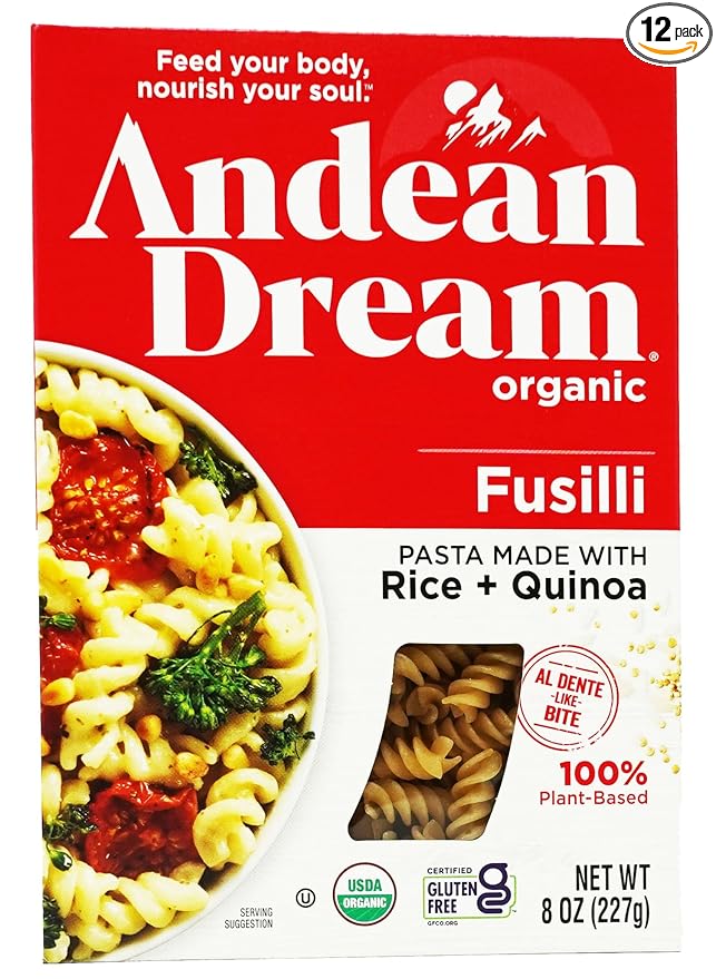 Andean Dream Organic Quinoa Fusilli Pasta 8 Ounce -- 12 per case.12