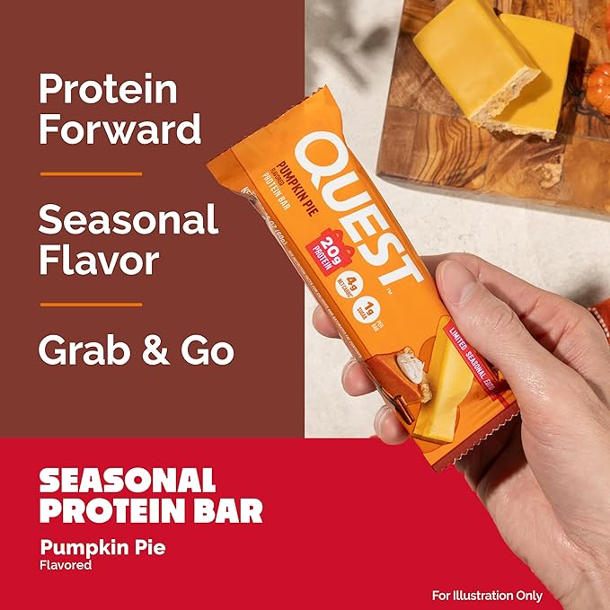 Quest Nutrition Pumpkin Pie Protein Bar 20g Protein 4g Net Carb 1g Sugar Gluten Free 12 Count