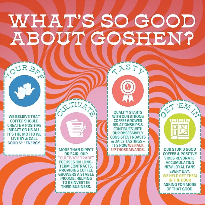 Goshen Coffee Roasters Whole Bean Bright Eyed Breakfast Blend | Light Roast Brewed or Espresso | Award-Winning - Natural and Washed | Vibrant Almond Brown Sugar Flavors | 5 lb Bag