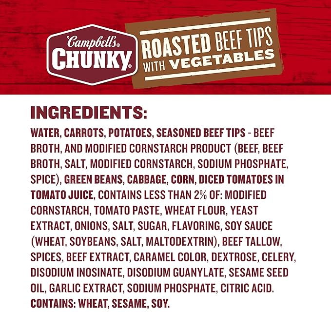 Campbell’s Chunky Soup Roast Beef Tips With Vegetables Soup 18.8 Oz Can (Case of 12)