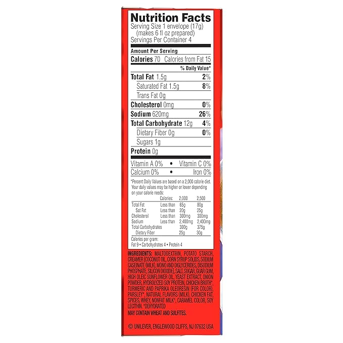 SOUP SECRETS Lipton Cup-a-Soup Instant Soup For a Warm Cup of Soup Cream of Chicken Only 70 Calories Per Serving 4 Count (12 Pack)