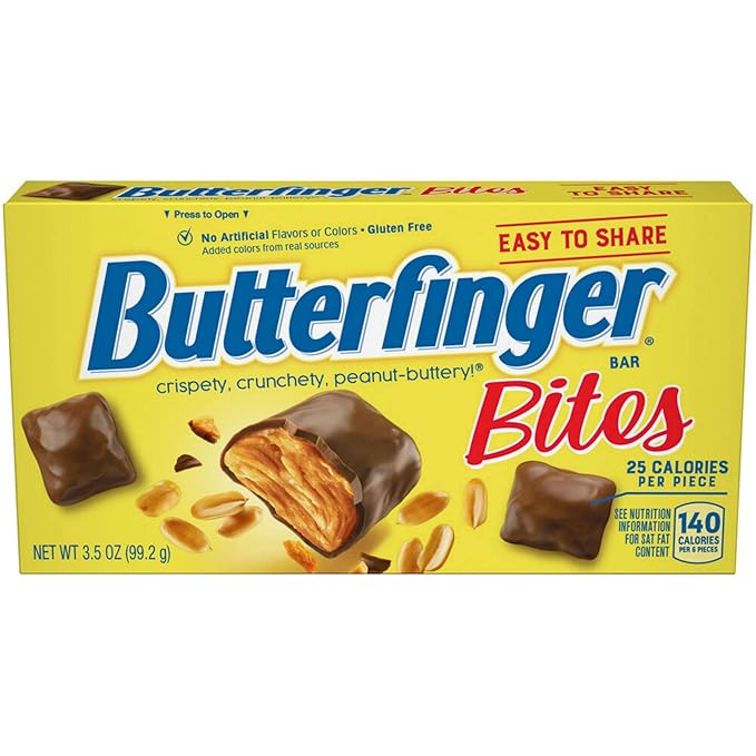Butterfinger Bite-Sized Peanut-Buttery Chocolate-y Candy Bars 3.5 oz Movie Theater Box (Pack of 9)