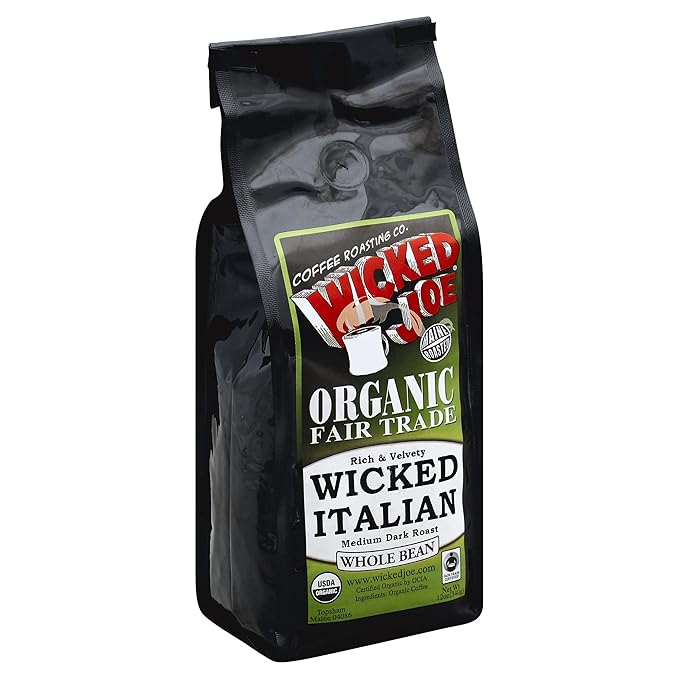 Wicked Joe Coffee Organic Whole Bean Medium Dark Roast Wicked Italian